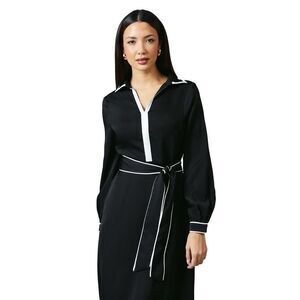 Principles Womens/Ladies Contrast Detail Collared Midi Dress / Monochrome